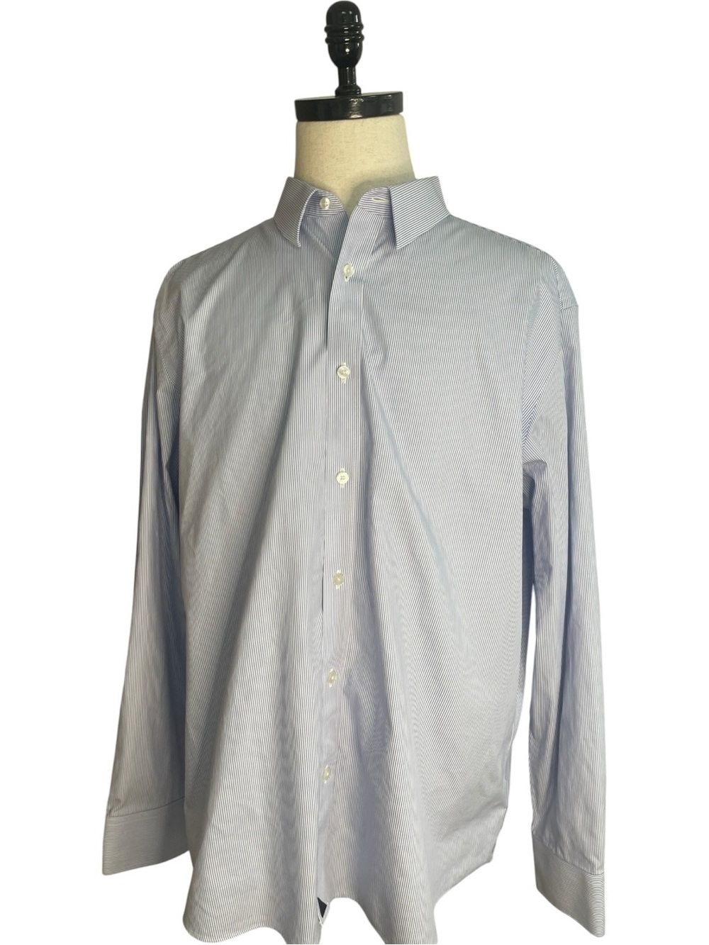 UNTUCKit Bordeaux Wrinkle Free Button Down Shirt Blue White Stripe